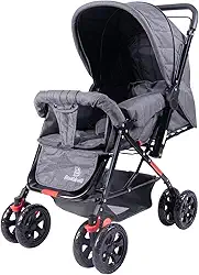 Carrinho Bebê Passeio Tipo Berço Multifuncional Preto Mescla Bambinelli