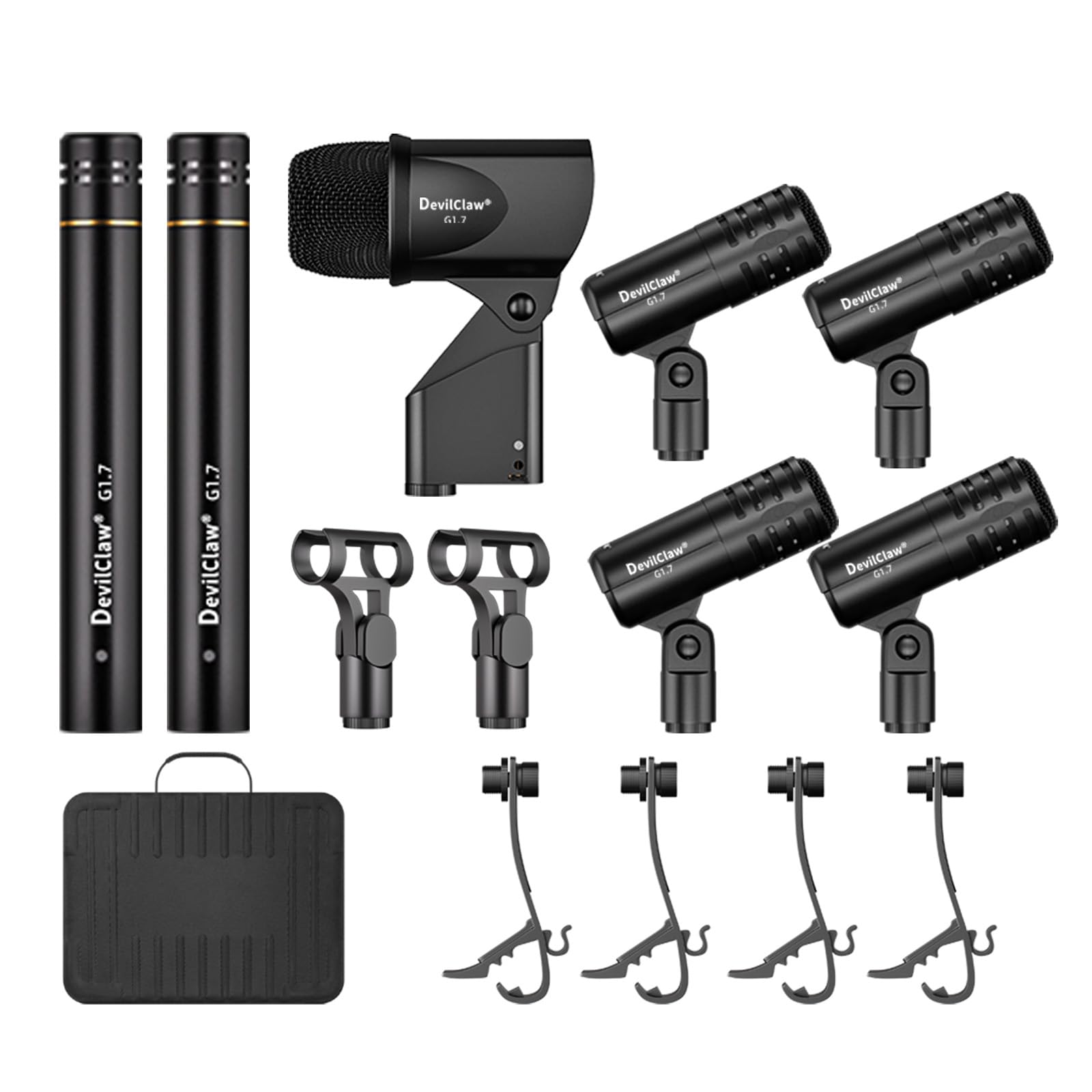 Devilclaw 7-Piece Wired Dynamic Drum Mic Kit Full