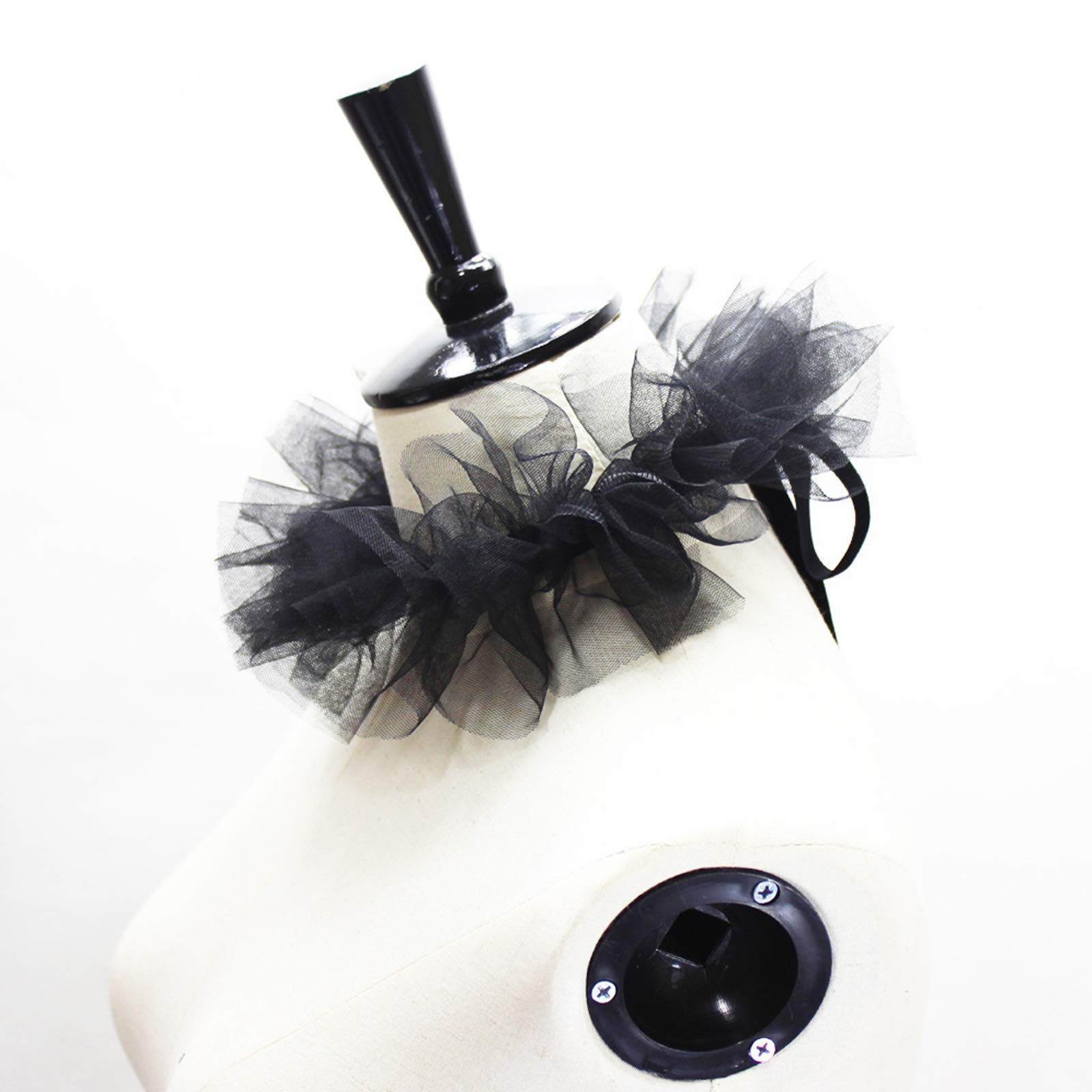 Femmes Renaissance Tulle Fluffy Froissé Faux Collier Vintage Layered Mesh Petit Cou Ruff Clown Decoratif Cosplay Choker