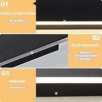 ZTWLEED 115 cm Kültéri LED Fali Lámpa - 25W, IP65 Vízálló, 6000K Hideg Fehér, Alumínium, Fekete, Kerti, Terasz, Villa Világítás 5