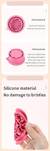 Miniatura 4 de Taza de limpieza de silicona para brochas de maquillaje  Porta brochas de maquillaje de silicona plegable portátil, alfombrilla de limpieza de