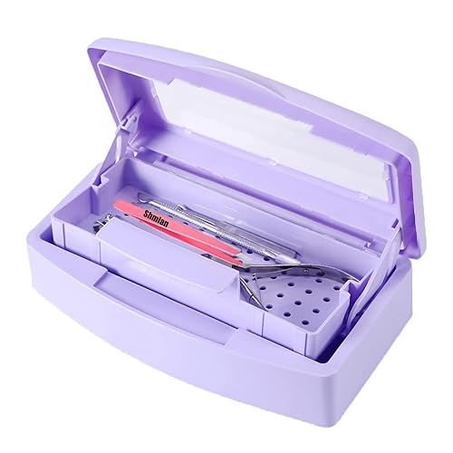 Esterilizador para herramientas de uñas, bandeja de esterilización de plástico, caja esterilizadora limpia de plástico para pinzas de manicura,