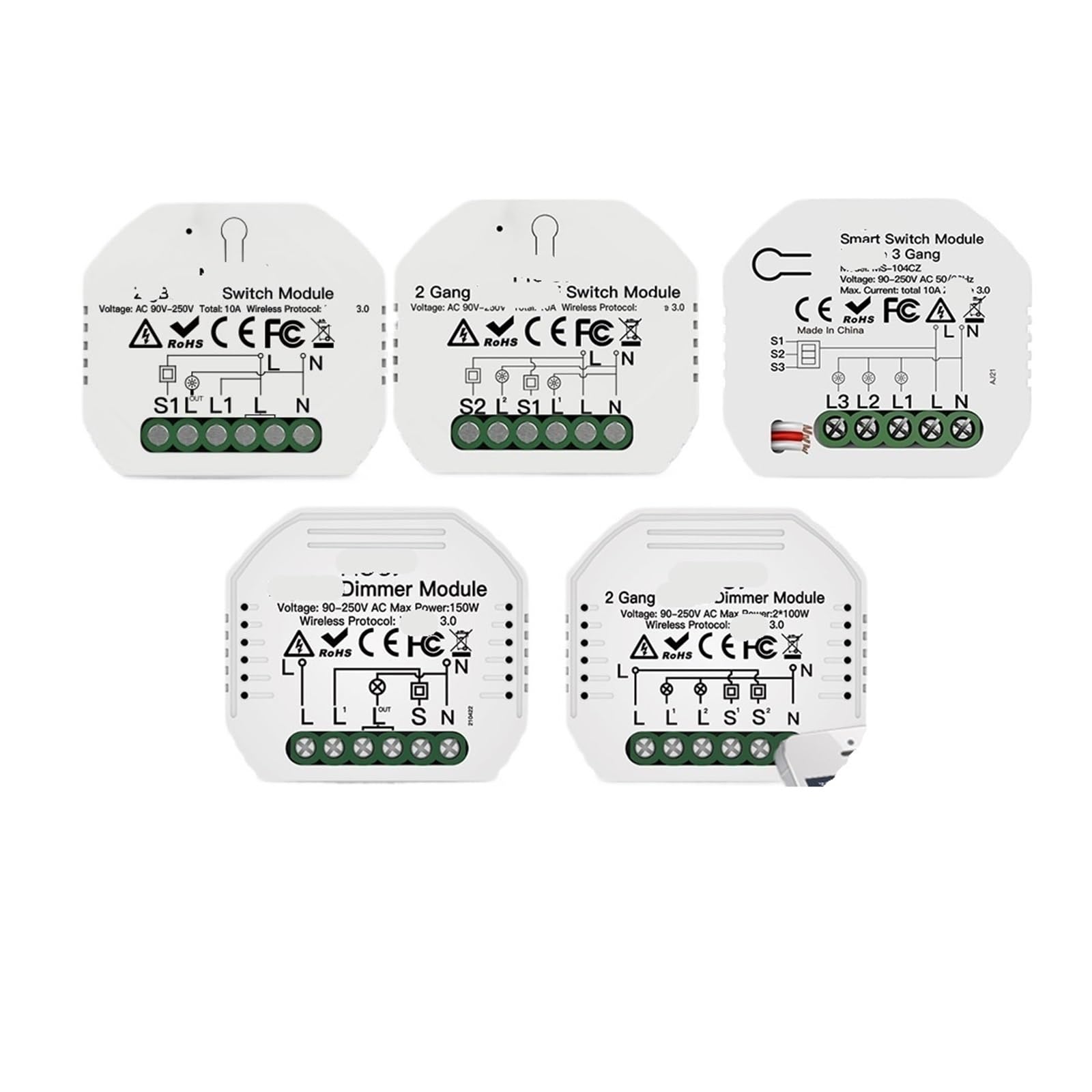 1 Uds. Interruptor de luz inteligente 3,0 módulo de relé de interruptor de luz inteligente 1/2/3 Juego de interruptor de luz inteligente(1 Gang Switch)