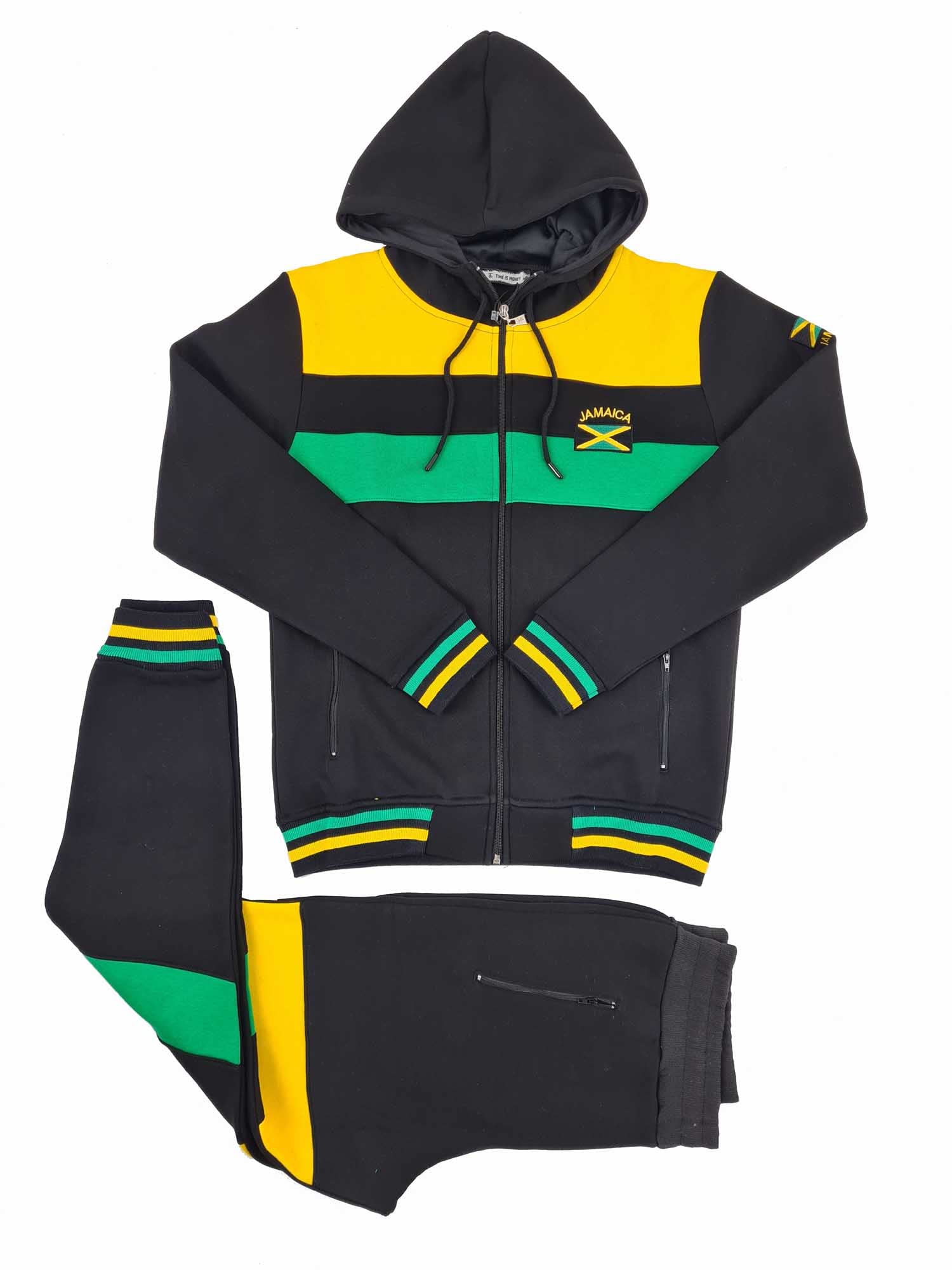Time Is Money Survêtement Homme à Capuche Rasta Rayures - Ensemble Jogging Streetwear Confortable