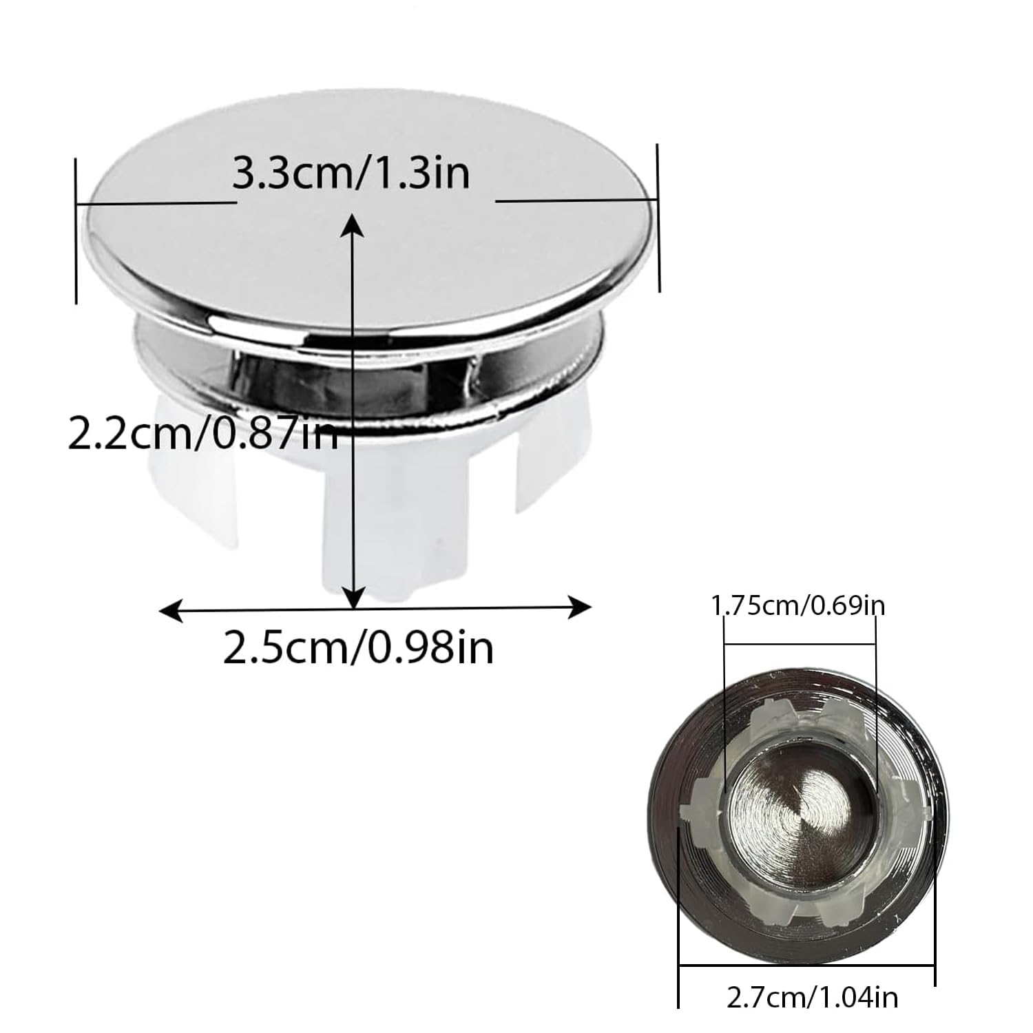 Juego de 4 cubiertas de desbordamiento para fregadero, anillo de desbordamiento redondo para lavabo y accesorios de bañera para fregadero de baño (plateado)