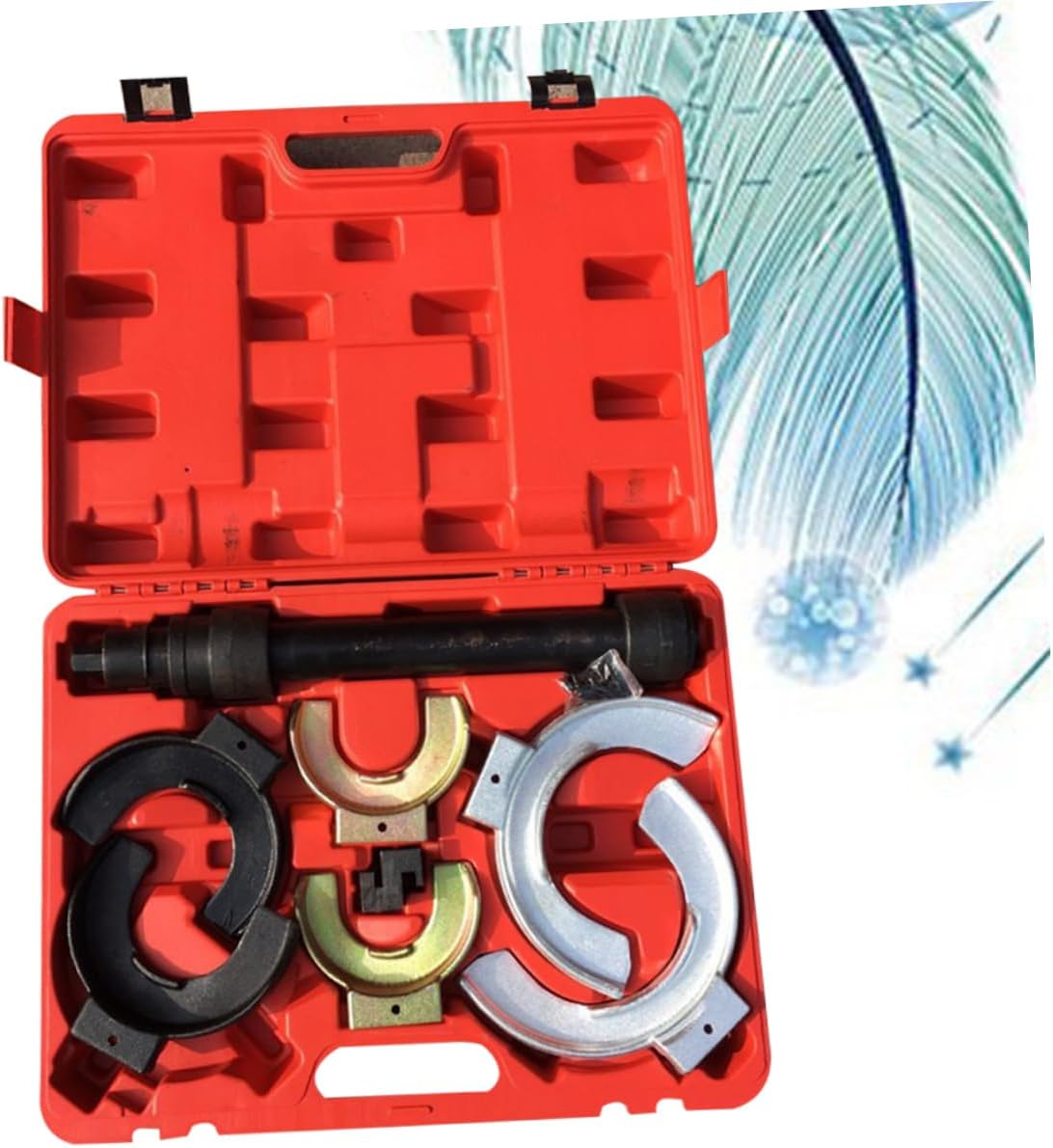 Manual Automotive Coil Spring Compressor Tool Set Red Absorber Suspension Clamps for Safe Removal and Installation of Springs Compatible with Absorbers