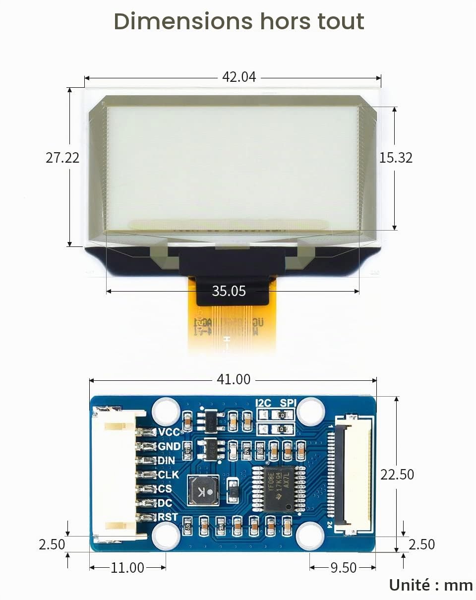 Waveshare 1.51inch Transparent OLED 128x64 Resolution Light Blue Color Display Compatible with Raspberry Pi SPI/I2C Interfaces