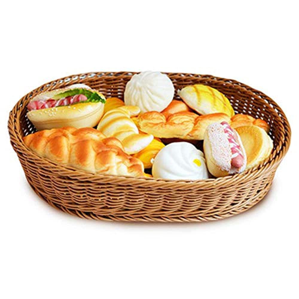 1 cesta de mimbre para pan de frutas, forma ovalada, cesta de almacenamiento tejida, cesta de almacenamiento ovalada para frutas, verduras, pan, galletas, caramelos