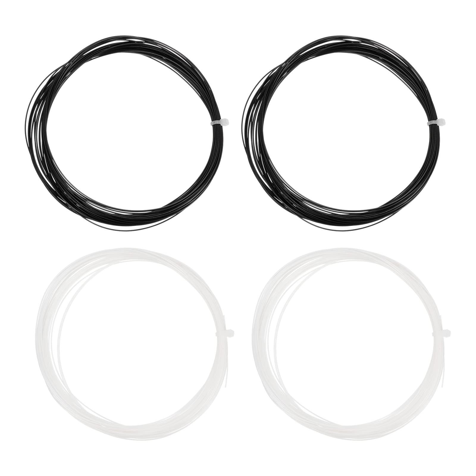 PATIKIL 10M x 0,75mm Bádminton Raqueta Cuerda, 4 Paquete Alta Flexibilidad Nylon Cuerda Reemplazo Hilo Línea Bádminton Reparación Accesorio, Negro/Blanco
