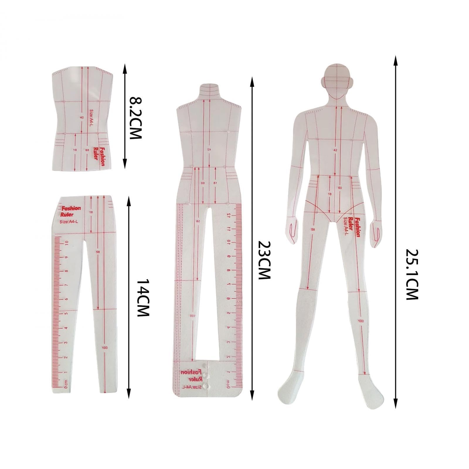 Fashion Drawing Template Ruler Sewing Humanoid Patterns Design Patchwork Ruler Models Fashion Illustration Rulers for Dresses