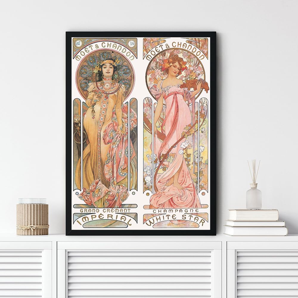 Amazon.co.jp: アルフォンスミュシャポスターとプリントレトロな花の