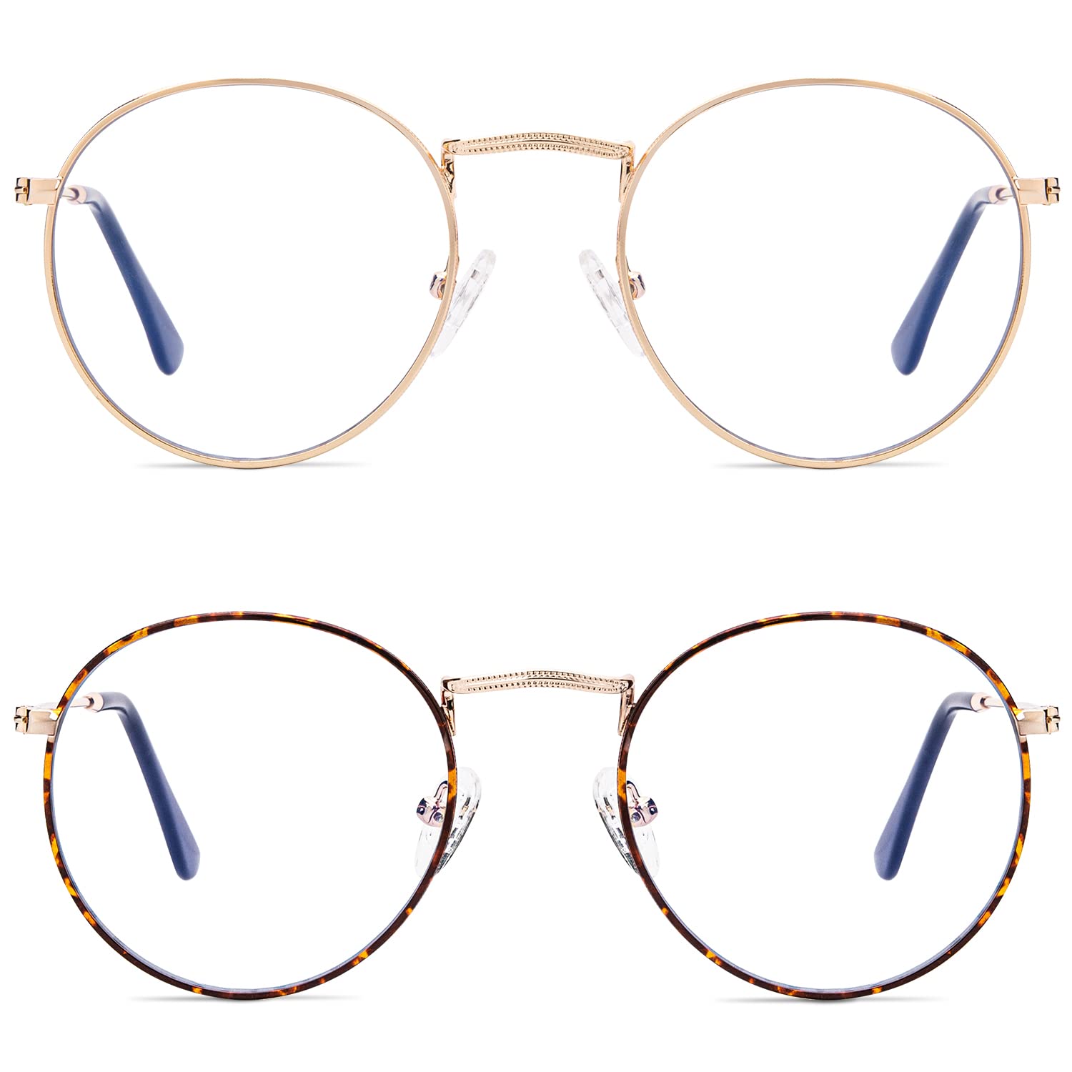 NSSIW Blue Light Blocking Glasses for Men and Women, Fashion Round Glasses Metal Frame