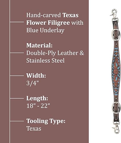 Miniatura 2 de Circle Y Tack, WS-Bronco Blue Texas Flower (1006-45-SC), Cuero, acero inoxidable