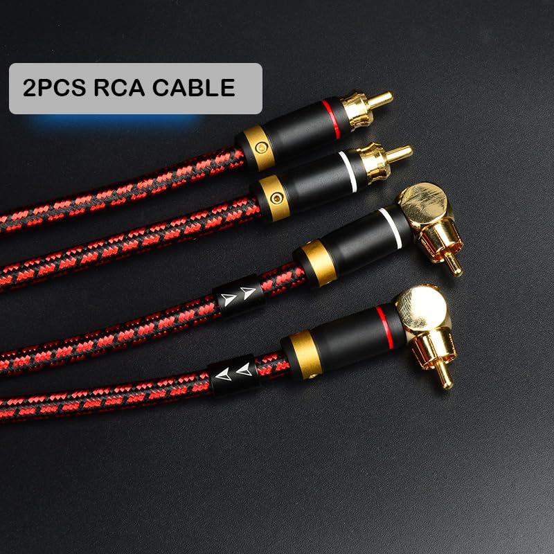 Image of Audiophiles RCA /Phono Cable 2 RCA Male to 2 RCA Male HiFi System Interconnect Cable Braided for Home Cinema Subwoofer Amplifiers Blu-ray (Straight to Right Angle, 2.5ft /0.75m)