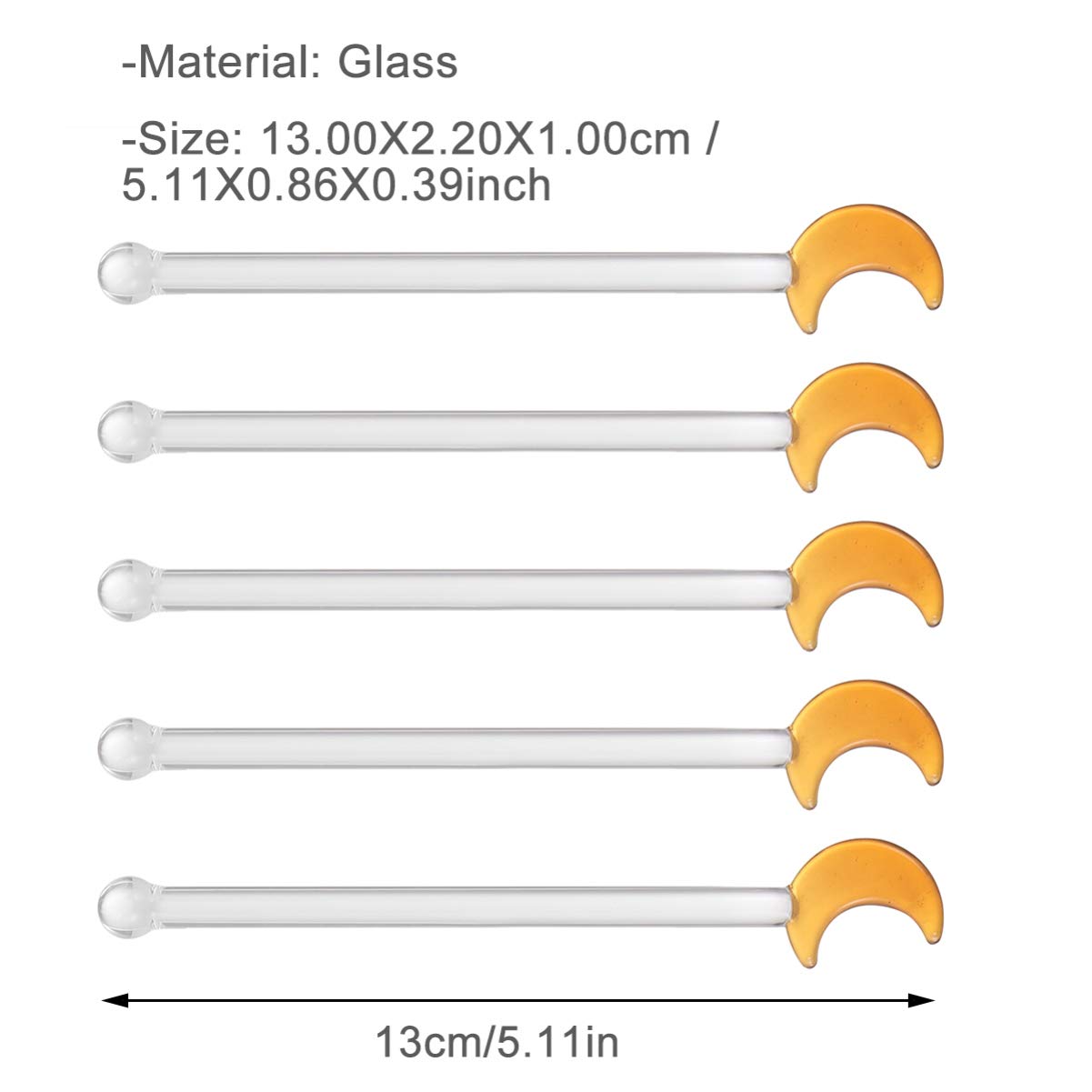 PRETYZOOM 5Pcs Clear Glass Mixing Sticks for Cocktails Delicate Stirring Rods for Bar Home Use Reusable Design Lightweight Compact for