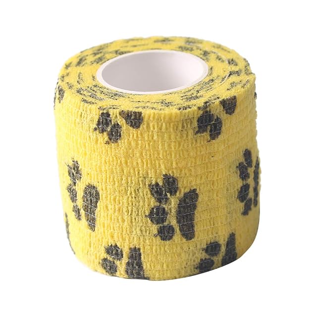 Foto 5 de 8 de Wdfnexalai Cinta de gasa cohesiva para gatos, perros, mascotas, color amarillo