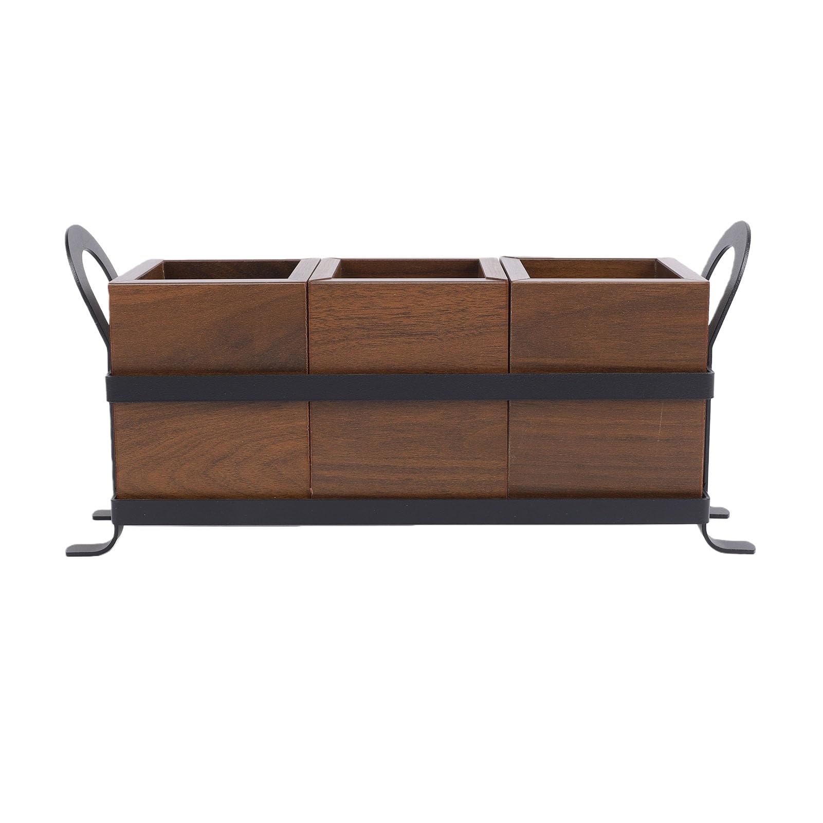 Tnfeeon Besteckkasten aus Holz mit 3 Fächern, Herausnehmbarem Metalltablett und Weichen Unterlagen für Gabeln, Löffel, Essstäbchen und Mehr – Ideal für Küche und Esszimmer. (Besteck-Organizer)