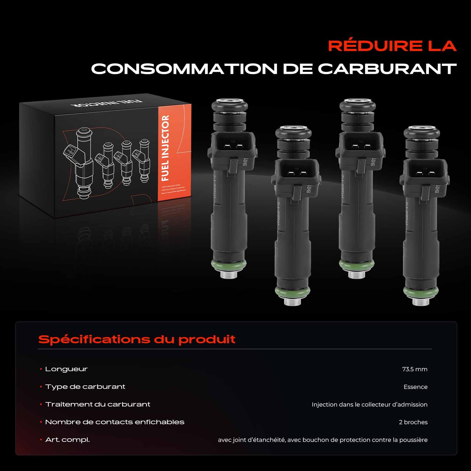 Frankberg 4 injecteurs de carburant à 2 broches, essence, 25186566