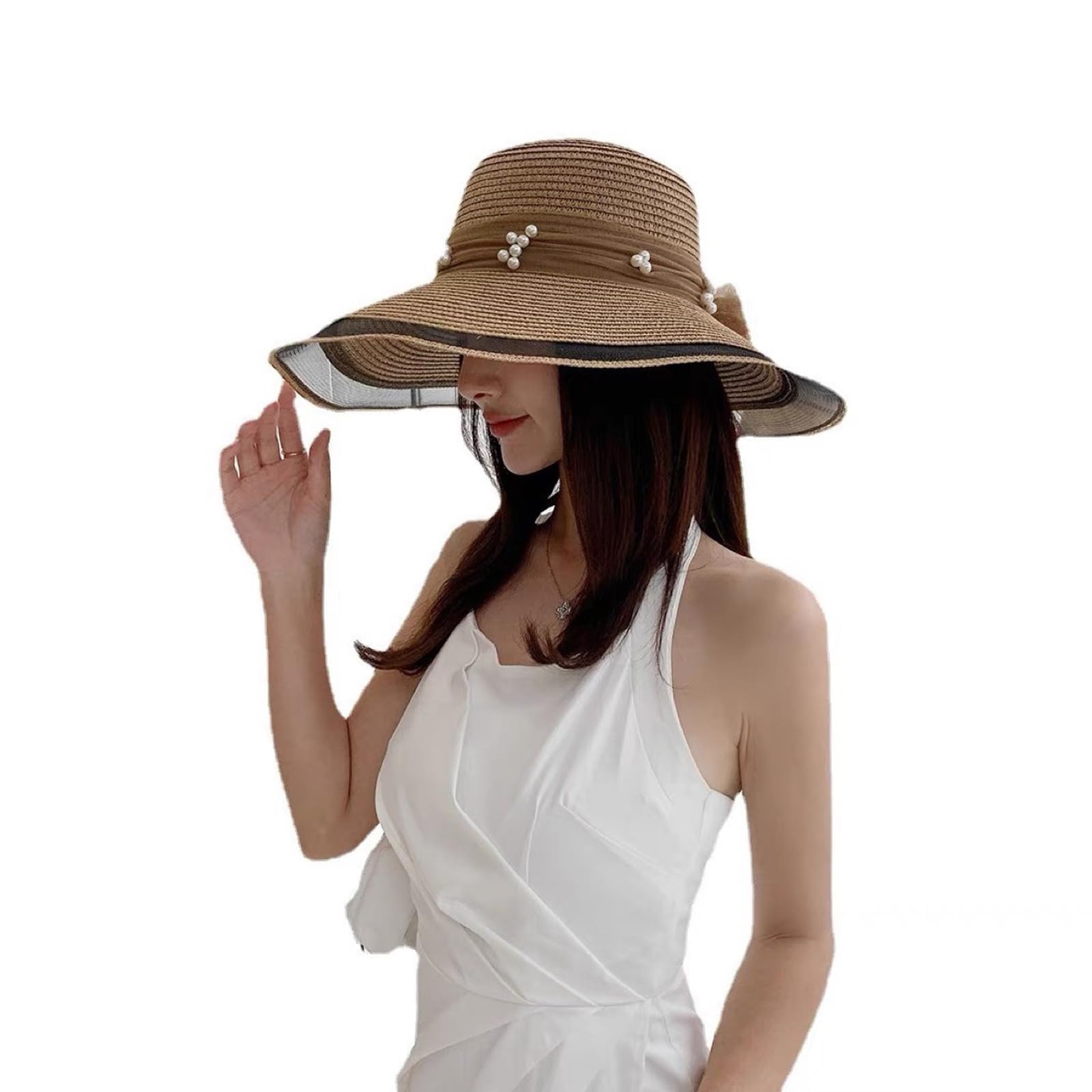 WUODHTW Sombrero de paja de ala ancha para mujer, sombrero de verano para playa, sombrero de paja plegable, sombrero de paja Luffy
