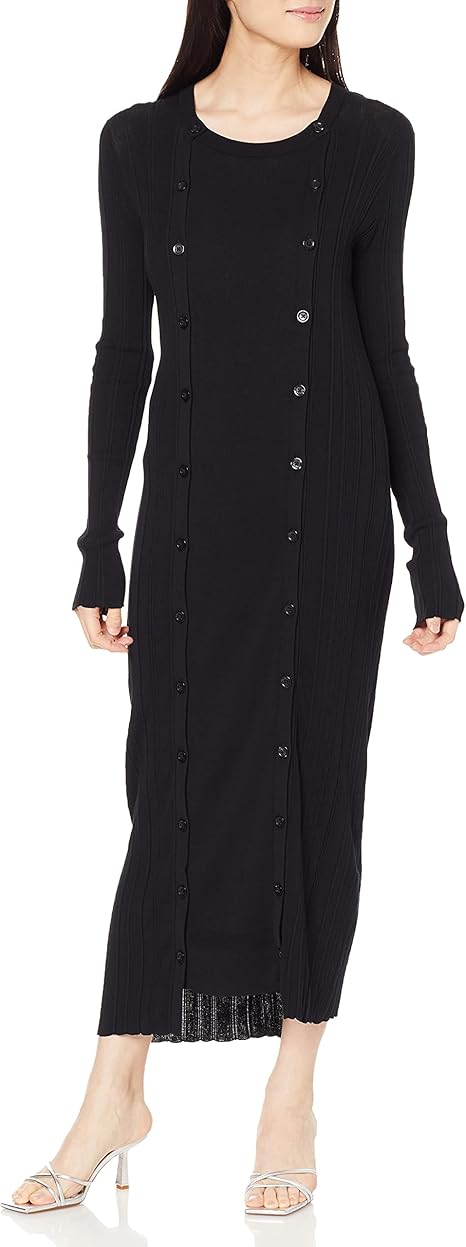Amazon Co Jp ディーゼル Diesel レディース ドレス ワンピース リブ マキシ ボタンディテール Alazc 服 ファッション小物