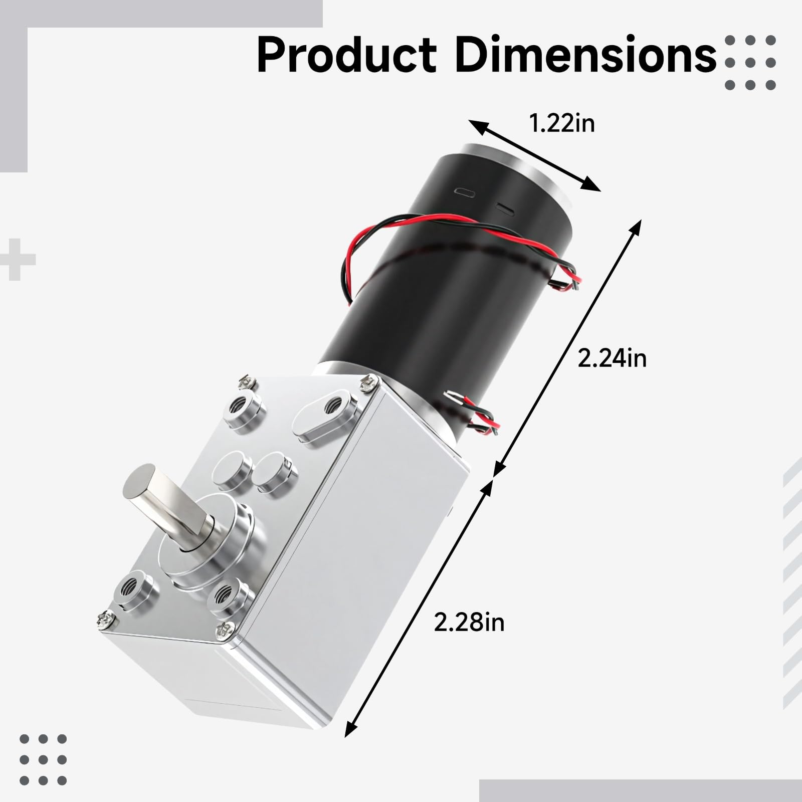 DC-Motor mit hohem Drehmoment, Permanentmagnet-Getriebemotor 12V, 8mm-Wellenmotor, bidirektional selbstsichernd, Edelstahl, kompaktes rechteckiges Design