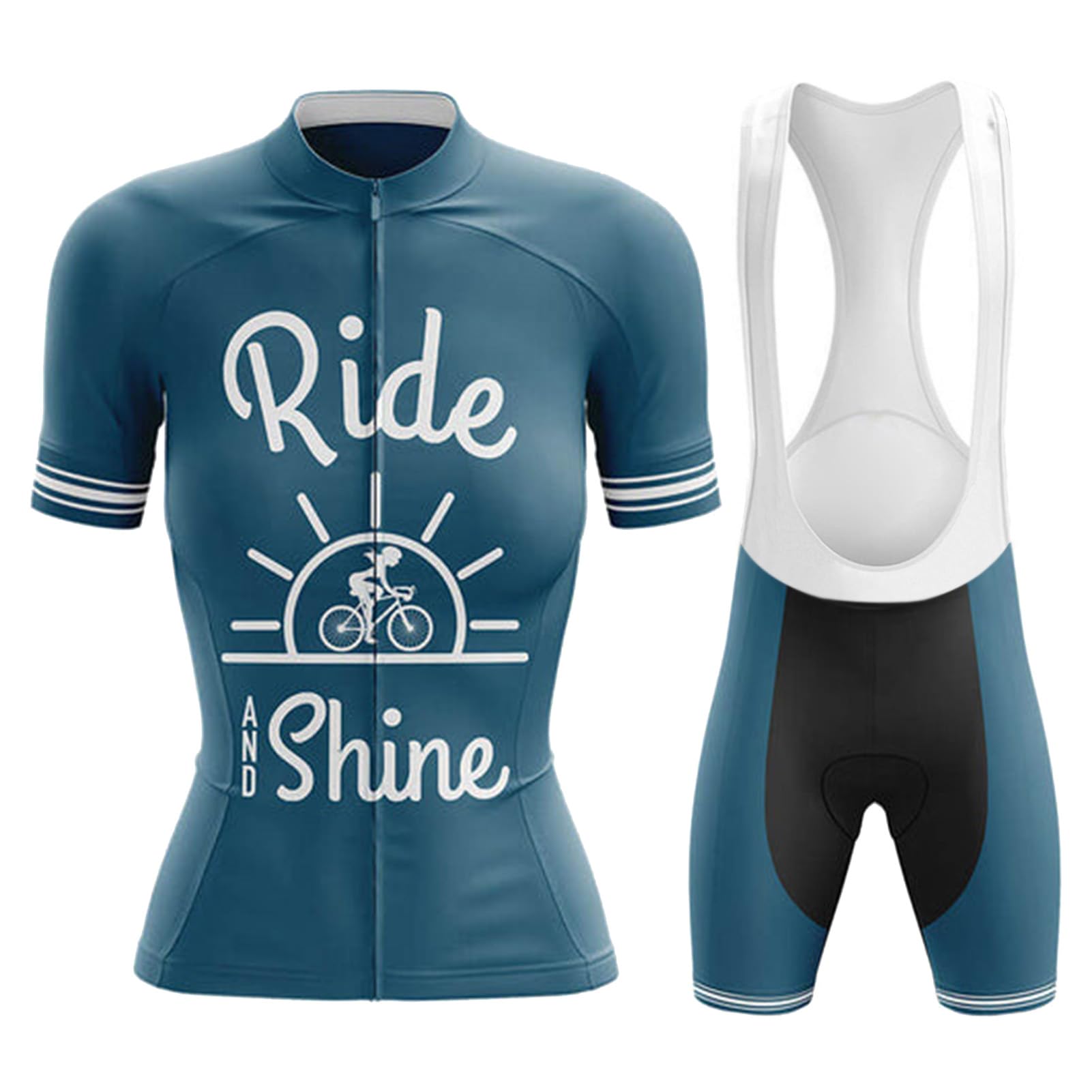 Vêtements Cyclisme Femme Été,Maillot de Velo VTT Tenue Cycliste Manche Courte MTB Jerseys Shirt et Cuissard à Bretelle avec 19D Coussin Gel,Ensemble Combinaisons de Cycling Respirant Séchage Rapide