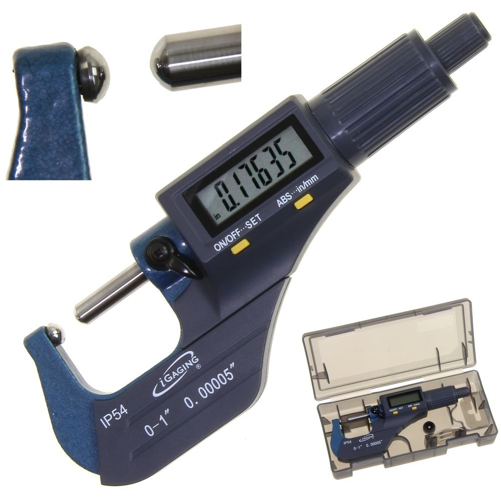 iGaging Digital Micrometer w Data Output 0-1"/0.00005"/0.001mm Double Ball