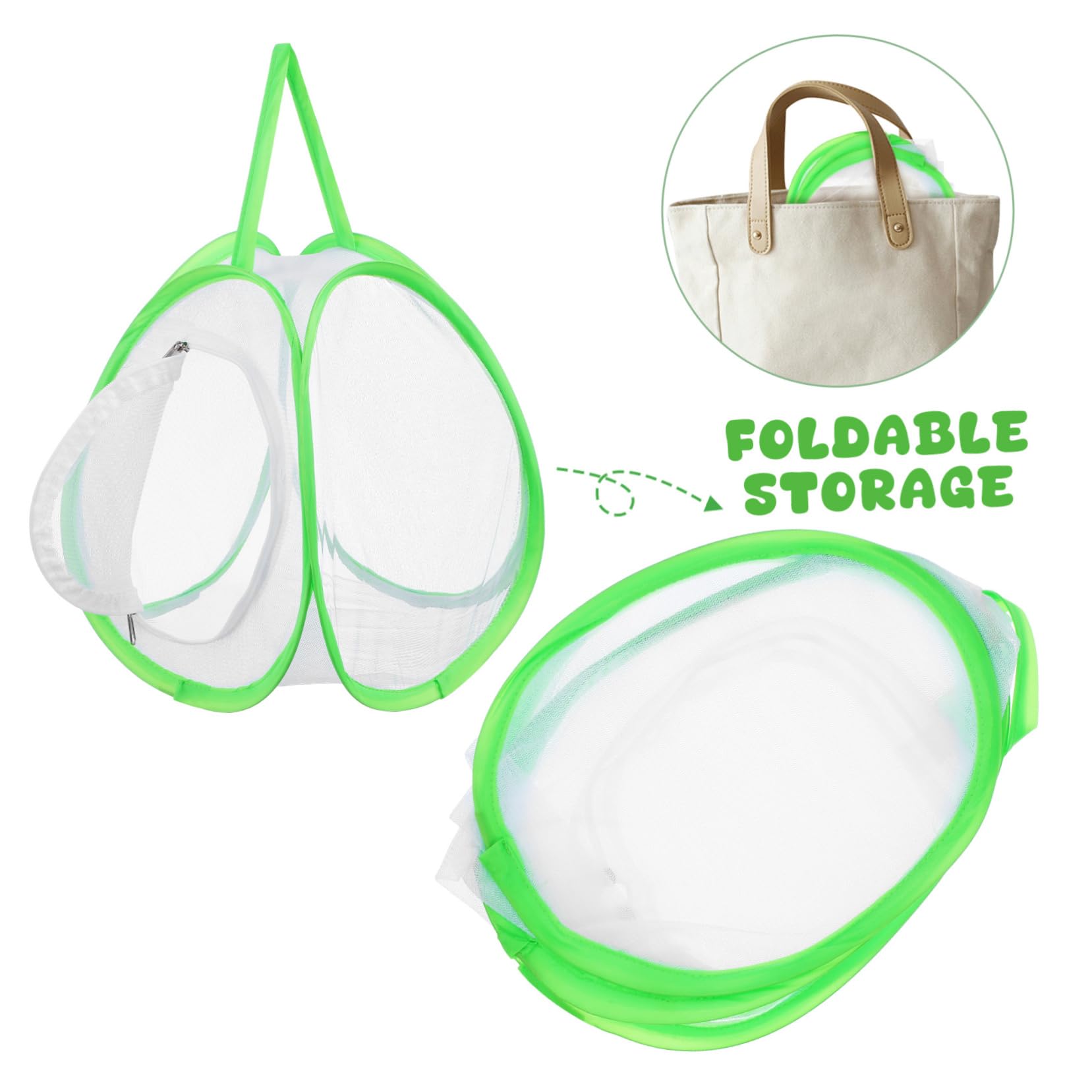BESTonZON Jaula Hábitat Portátil 2 Piezas Verde Malla Transpirable Resistente para Insectos Exteriores Observación y Crianza Ligera Fácil Transporte