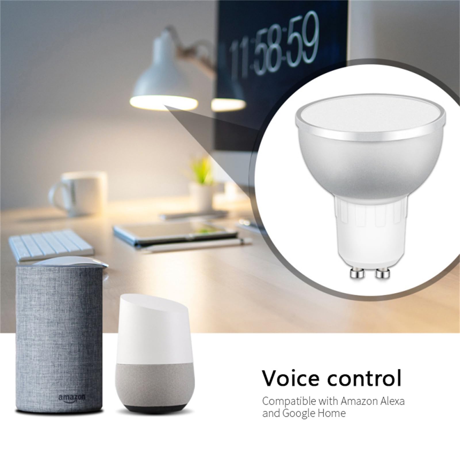 Bombilla LED Inteligente Tuya, 5W, RGBCW, Control Por Voz, Compatible Con Alexa Echo Plus, Google Home Smart Things Necesita Puerta De Enlace,2 pc