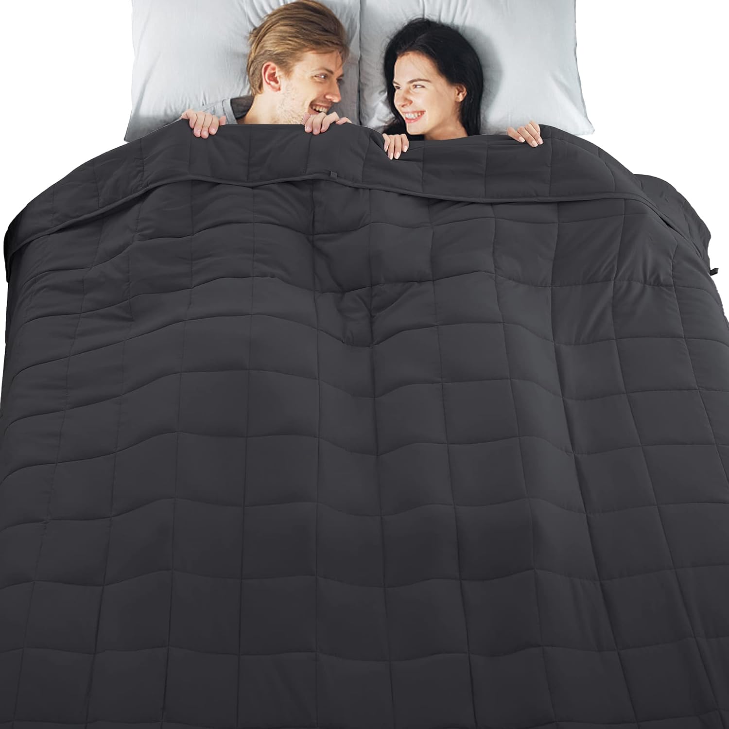 Joyching 35 lbs Weighted Blanket for Adults Queen/King Size, Cooling Soft Couples Heavy Comforter with Nontoxic Glass Beads (88x104in Black)