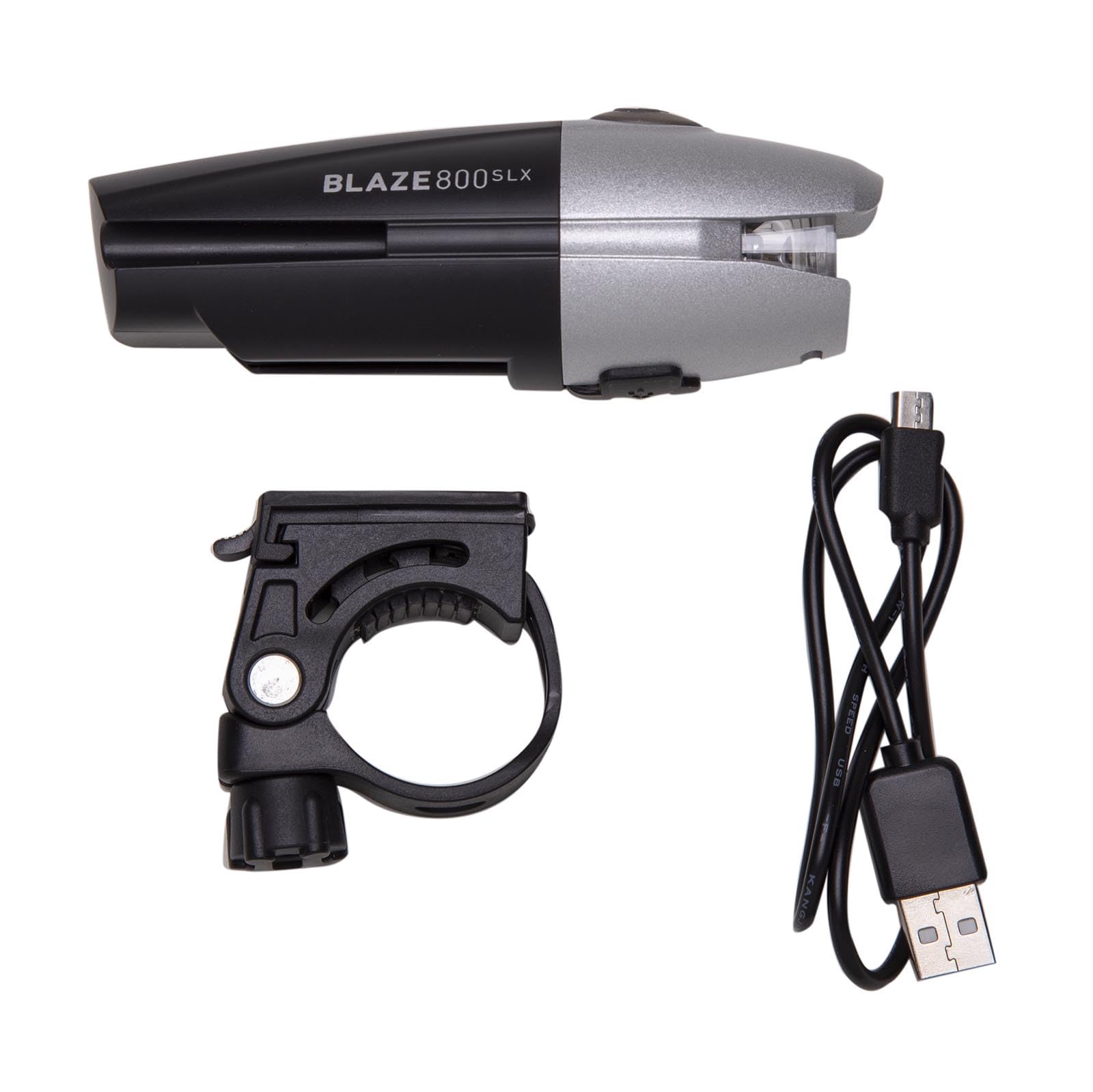 Planet Bike Blaze® 800 SLX Luz para Bicicleta, Faro Delantero Blanco con luz Lateral ámbar, 5 Modos, superbrillante hasta 800 lúmenes, Recargable por USB, Linterna para Bicicleta
