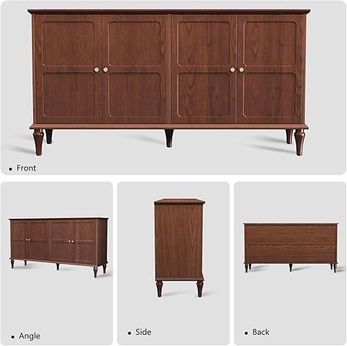 Vista 7 de ARTPOWER Sideboard Buffet Cabinet with Storage, 58'' Mid-Century Modern Storage Cabinet with 4 Doors and Adjustable Shelves, Accent Style Sideboard