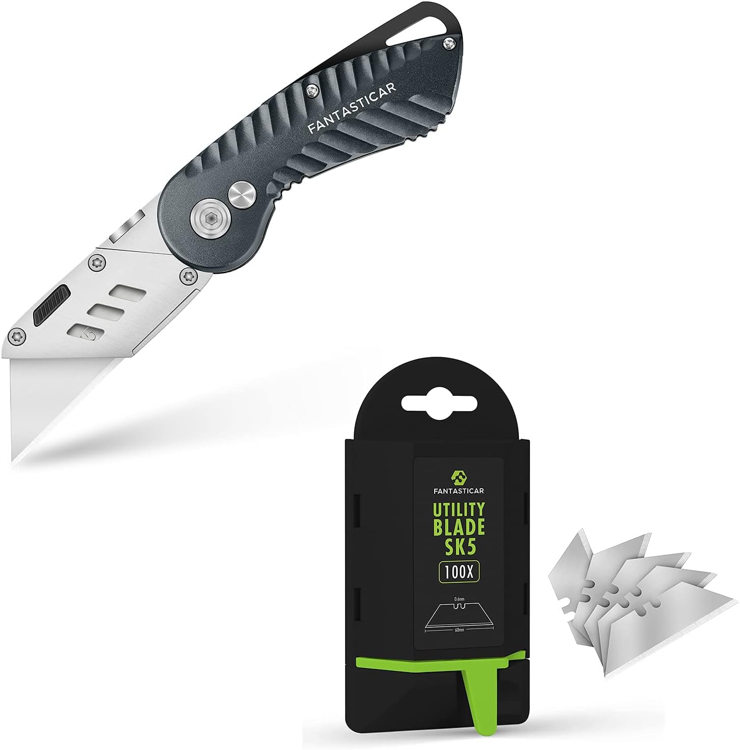 FantastiCAR Grey Folding Utility Knife Gift Box Cutter Lightweight