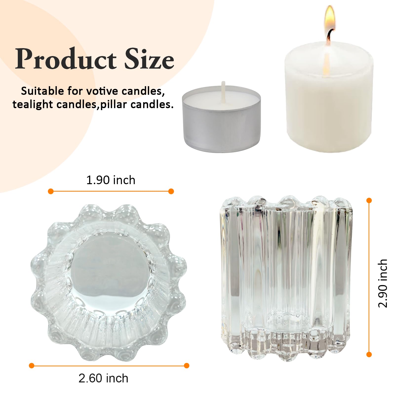 GOLDEAL 12Pcs Clear Glass Votive Candle Holders Tealight Holders Decorative, Tea Candle Holders Bulk,Candlestick for Wedding, Party,Dinner, Home Table Decor.