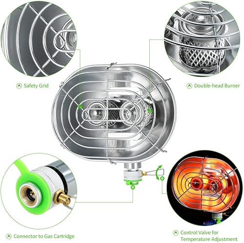 Miniatura 3 de Calentador de gas portátil Calentador de propano para exteriores, calentador de butano para camping, calentador de espacio de gas para pesca y