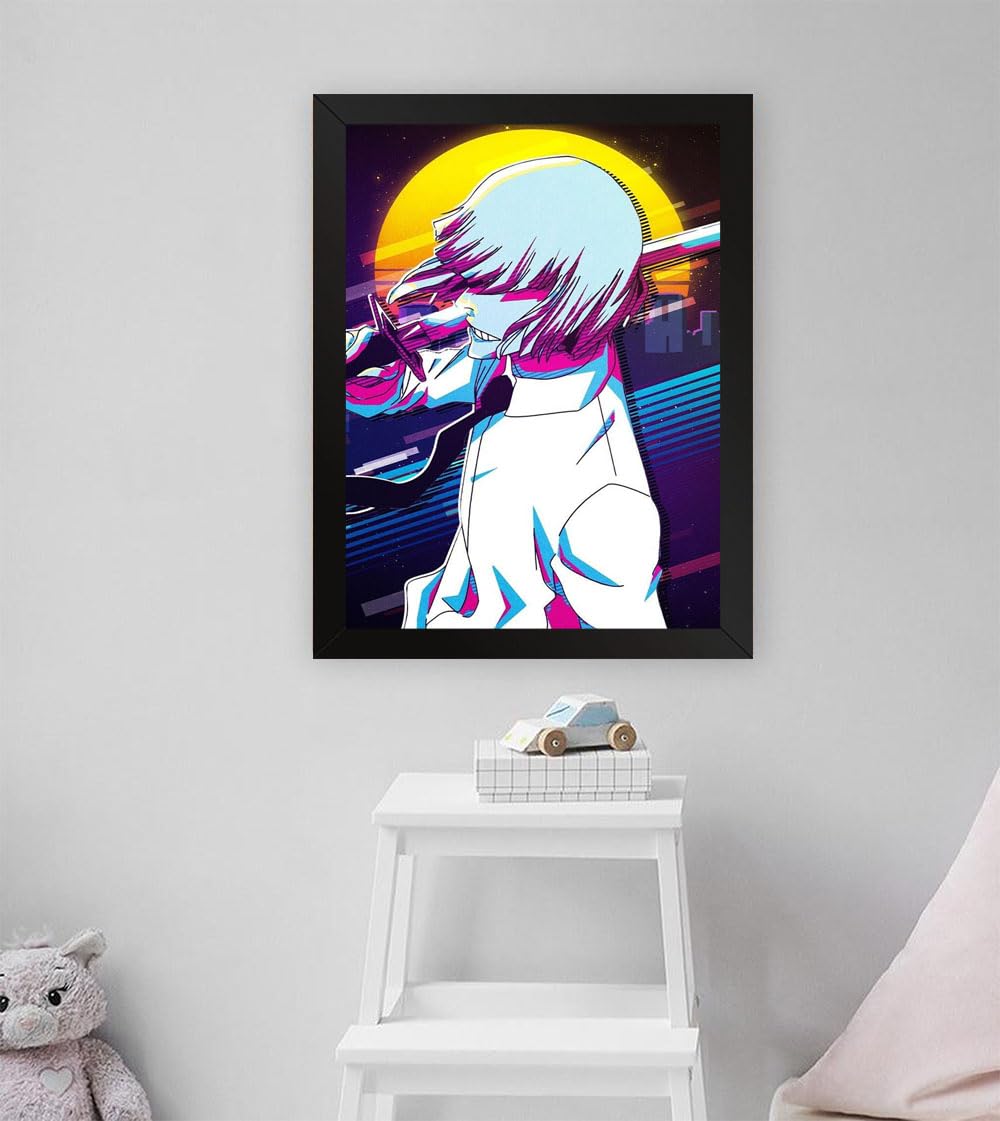 GADGETS WRAP Printed Photo Frame Matte Painting for Home Office Studio Living Room Decoration (11x17inch Black Framed) - Shinji Hirako Vaporwave