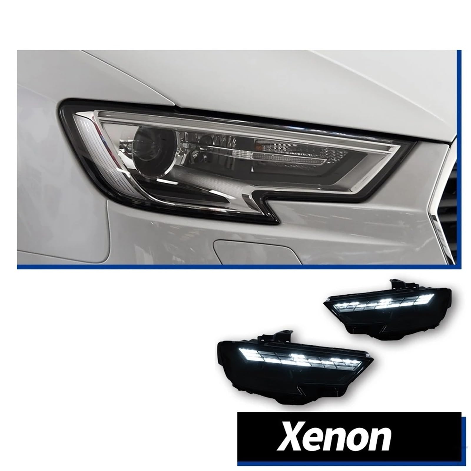 Faro Anteriore per Audi A3 2017-2020 Faro Anteriore DRL Lente proiettore Accessori automobilistici Luci per Auto Gruppo Faro Auto (Guida a Sinistra)