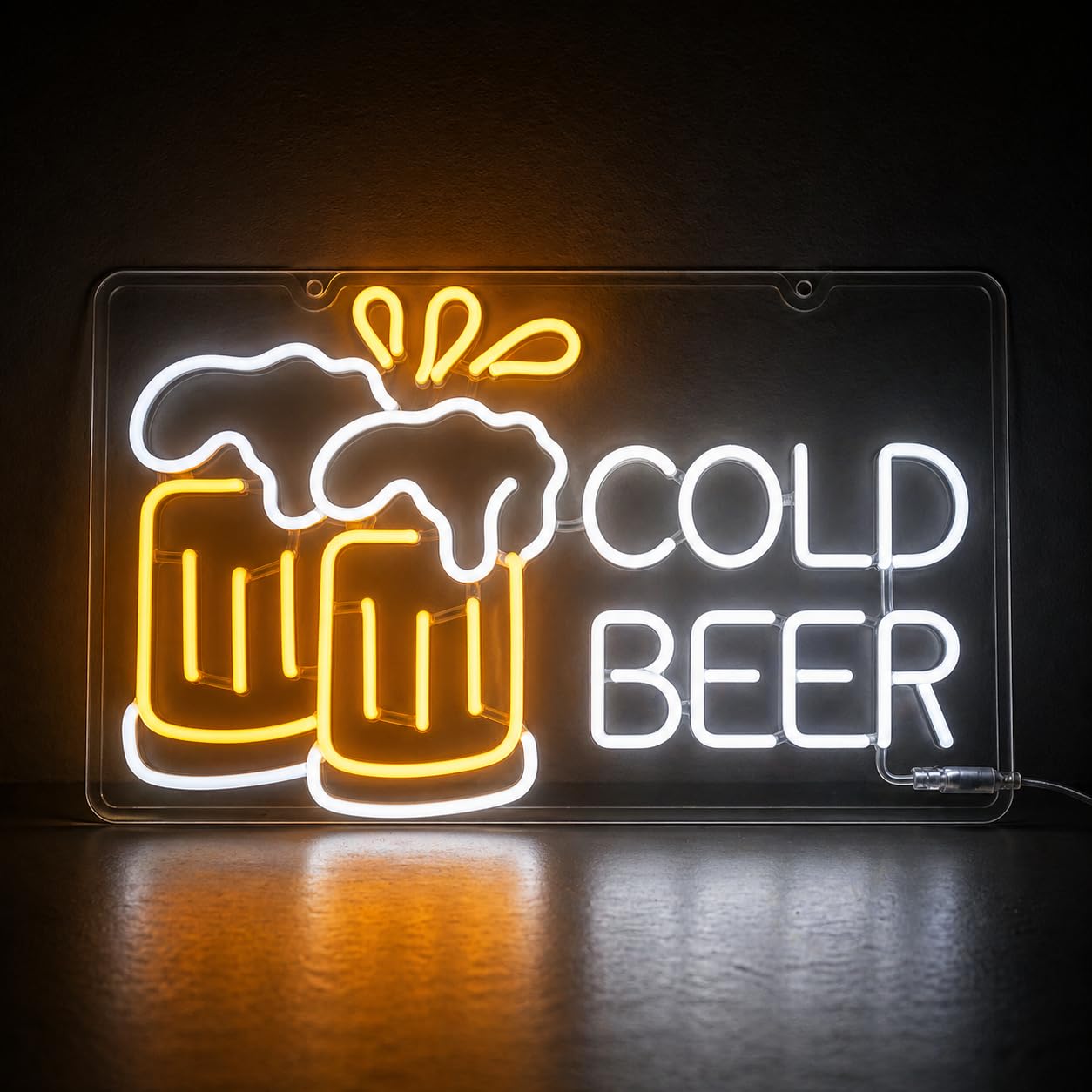 Letrero de neón de cerveza fría para bar de negocios y hogar, luz LED de PET flexible y duradera para pub, cueva de hombre, garaje, regalo único para hombres, padres, propietarios de bares o clubes