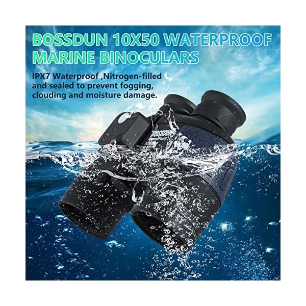 10x50 Marine Fernglas,Fernglas mit Nachtsicht Entfernungsmesser und Kompass, für Wassersport-Enthusiasten und Hobbysegler, inklusive Bereitschaftstasche, Staubschutzkappen und Trageriemen (LP017B) – Bild 7