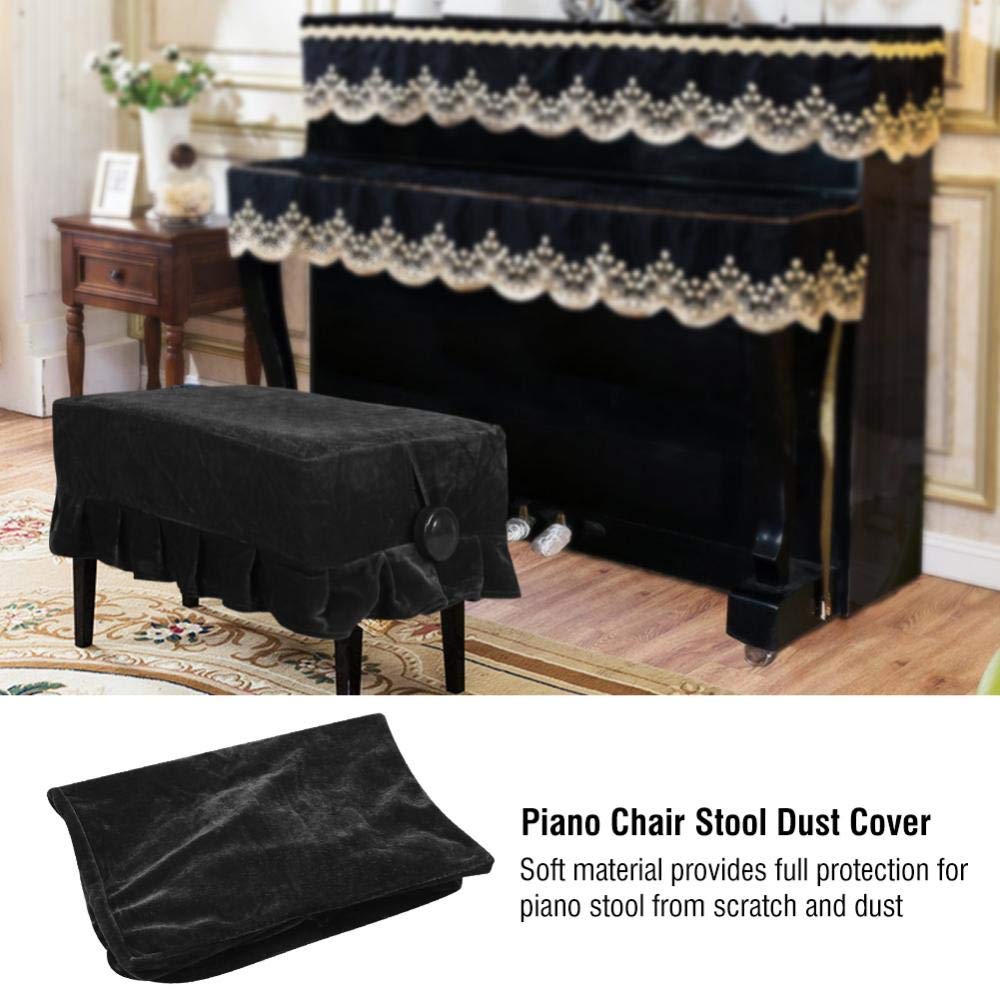 Coprisgabello per pianoforte, coprisgabello decorato per sgabello singolo, sedile universale (nero), accessori per suonare
