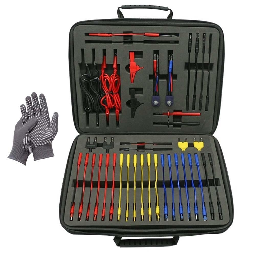 Aeswave Test Lead Kit, 90PCS Automotive Circuit Test Lead Kit, Multi Function Auto Diagnostic Tools with Alligator Clips, Multimeter Tests Leads, Efficient Automotive Circuit Tests(Cloth Bag)