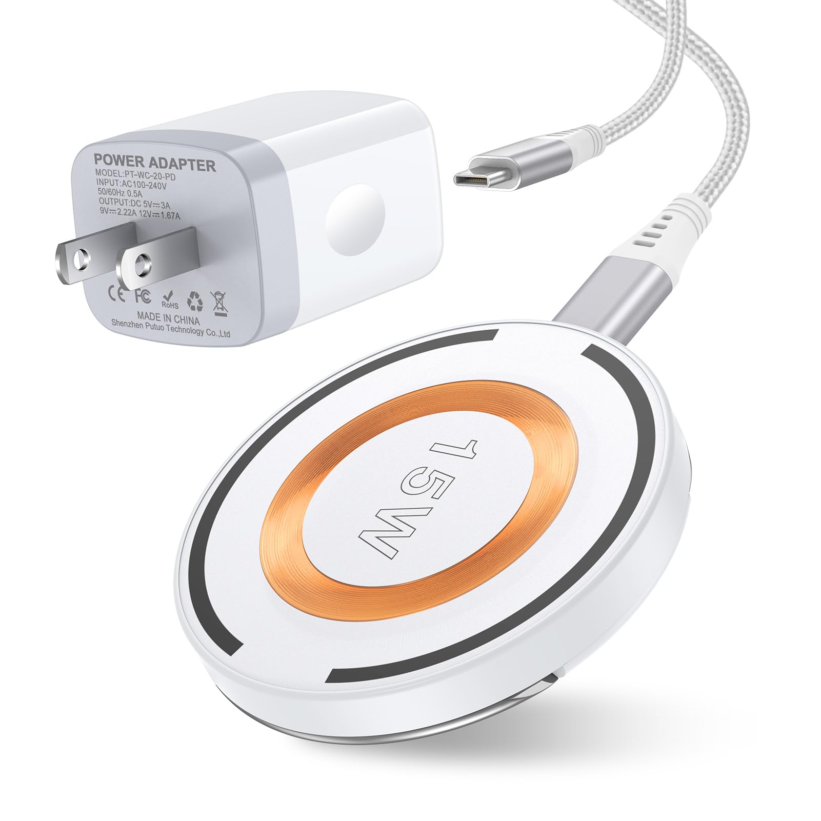 Pixel Wireless Charger Fast Charging Pad for Pixel 9/9A/8A/8 Pro/7A/7/6,15W Magnetic Magsafe Charger Stand with 20W Type C Charging Block for Samsung Galaxy S24 Ultra/S23/S22/S21/S20/S10/iPhone 15/14