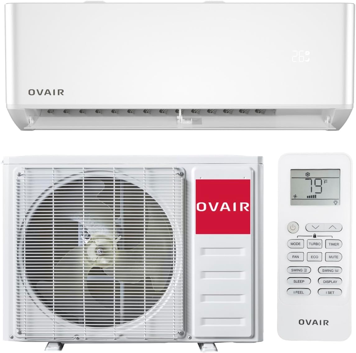 OVAIR Mini Split Air Conditioner, 9,000 BTU (115V / 23 SEER2) - Energy-Effici...