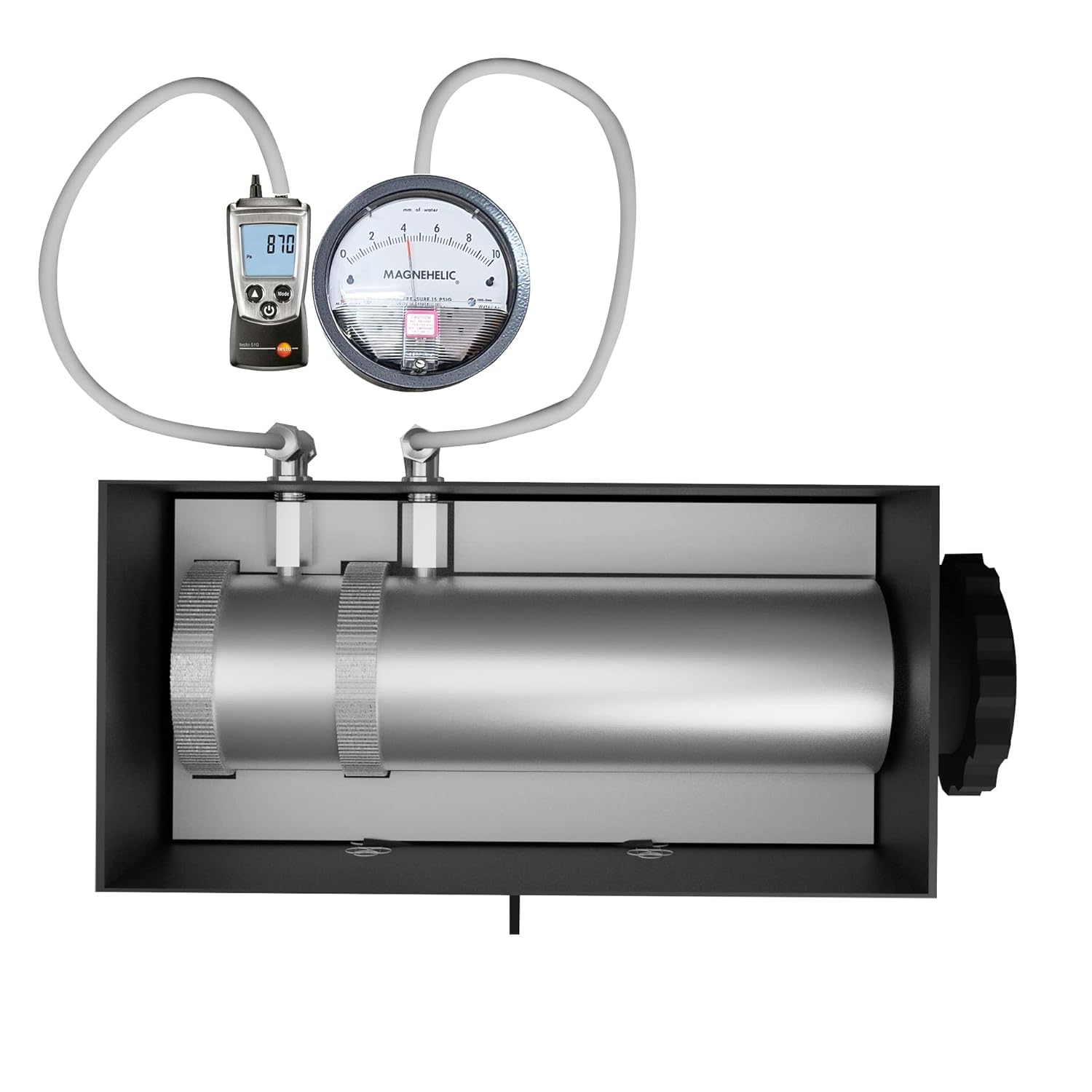 Calibratore di manometro differenziale (intervallo: da 0 a 100 hPa, fino a 1 bar, 400 mmHg) per monitoraggio della pressione ambiente, HVAC, laboratori | Modello: IK-HPP-01 (solo pompa statica)