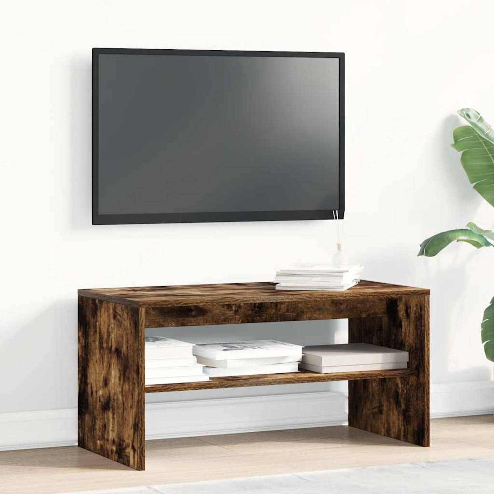 Gecheer TV-Schrank Räuchereiche 80x40x40 cm Holzwerkstoff, Fernsehschrank Fernsehtisch TV-Lowboard für Wohnzimmer Home-Cinema Gamerzimmer859113