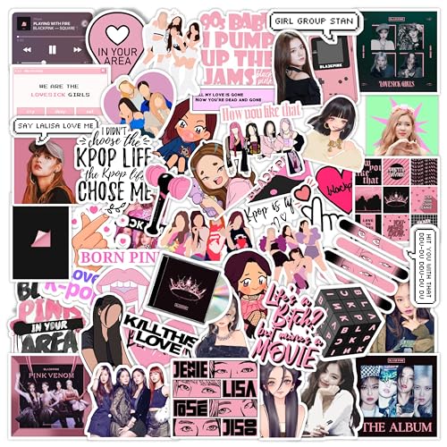 Image of CodersParadise - K-Pop Girl Group Stickers Pack of 58 | Waterproof Vinyl Aesthetic Kpop Style Stickers for Laptop, Phone, Water Bottle, Notebook | Cute Korean Pop Fan Sticker Pack for Girls & Teens