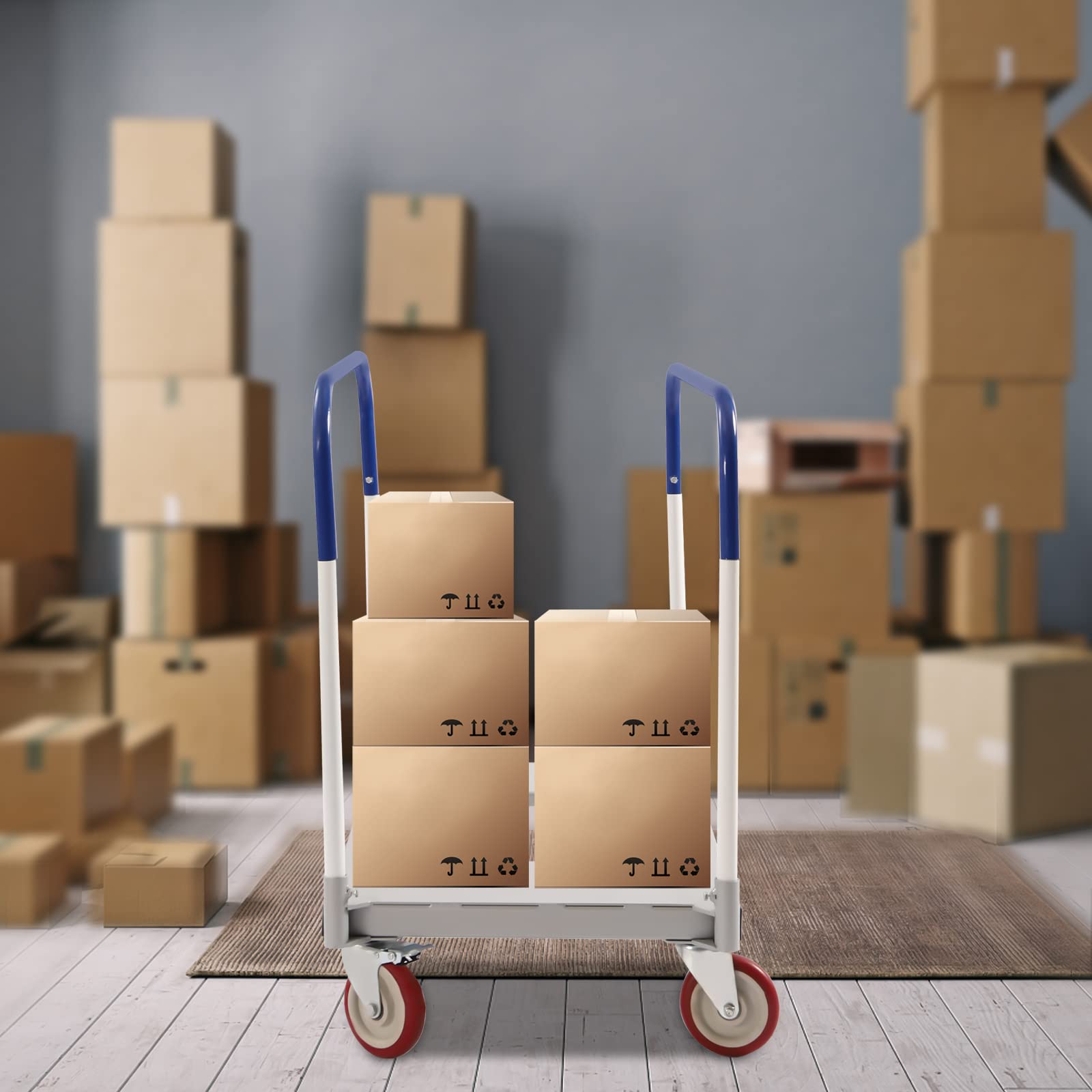 LIAPDG 1500 Lbs Panel Cart Dolly, Portable Steel Panel Truck Cart Freestanding Lumber Cart for Banquet Halls to Transport Heavy Objects, Planks with Handle Bars 5inch Casters 35 x 20 x 35.04inch