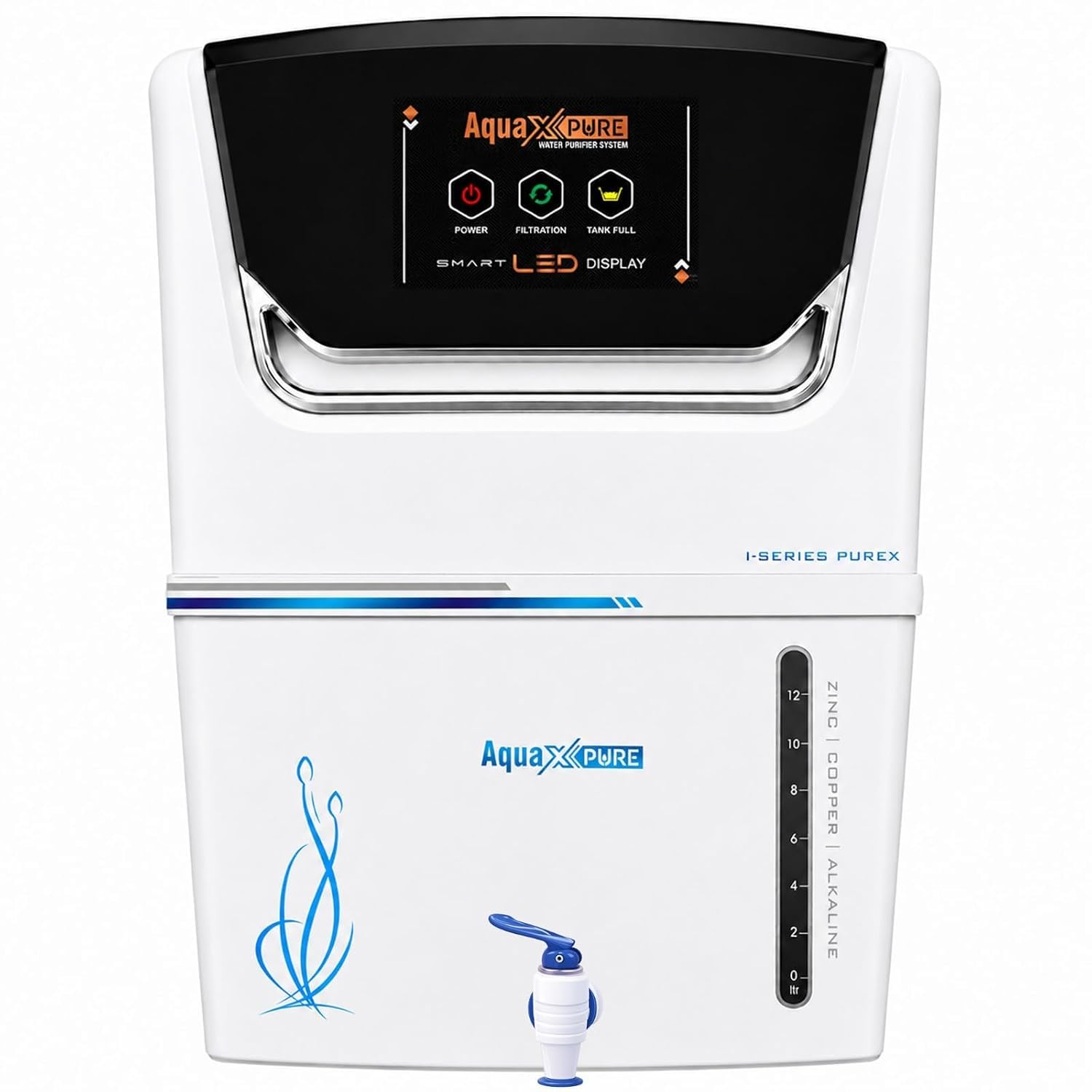 Aqua X Pure Smart AI RO Water Purifier for Home | RO,UV,UF Ultra Filteration Technology | ORC CU+ZN Minerals | 12 L Tank | 20 LPH Fast Flow | Taste Enhancer | 1 Year Warranty.-image-20