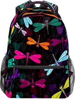 Mochila escolar para meninas meninos mochila libélulas azul amarelo rosa estudante bolsa de ombro livro menino menina leve durável médio ensino fundamental bolsa de viagem bolsa de viagem caminhada acampamento mochila, Multicolorido, One Size, Clássico