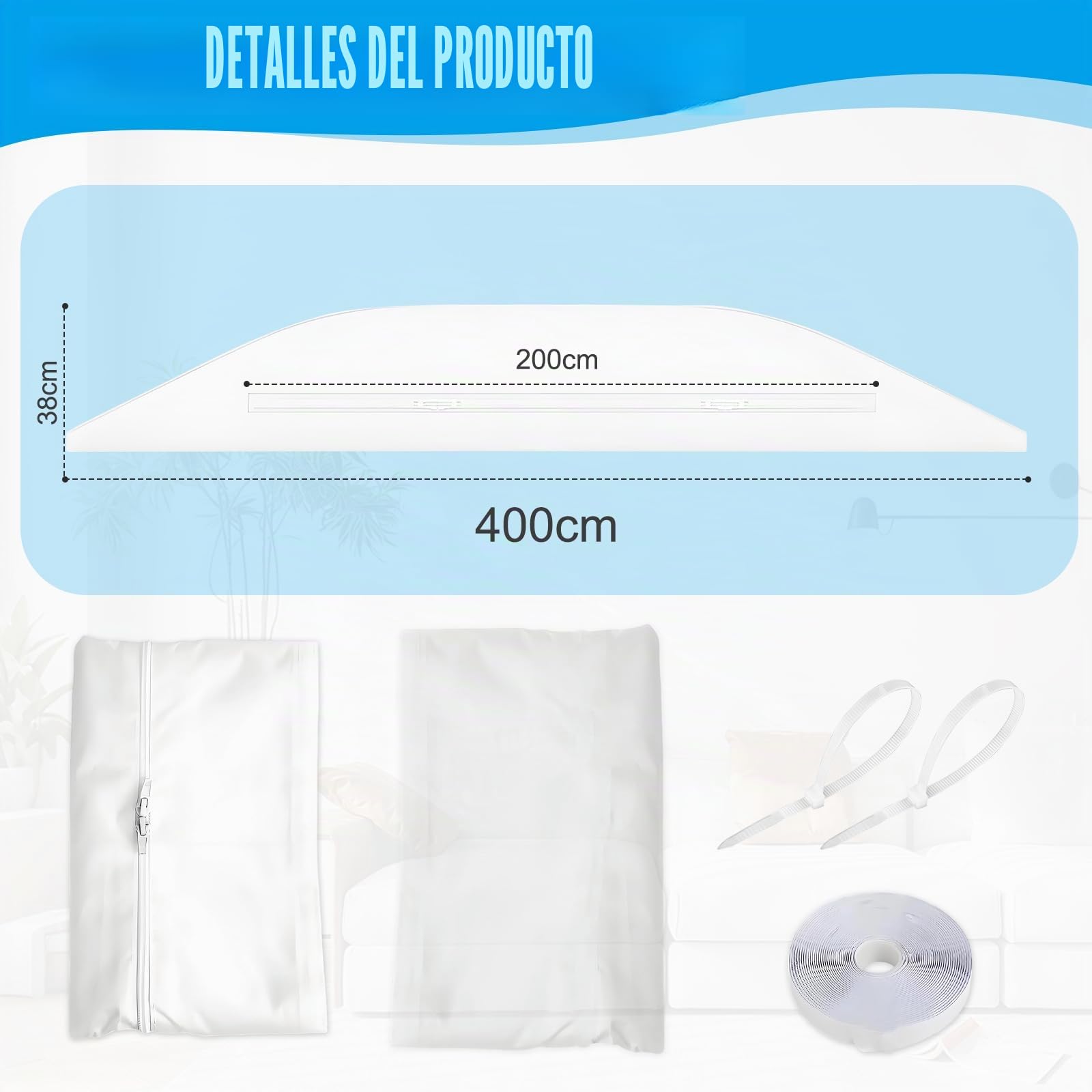 Sellado de ventanas de aire acondicionado, 300 cm / 400 cm, para 1 o 2 mangueras de escape, parada de aire caliente para colocar ventanas, doble cremallera para ventanas de techo, ventanas batientes